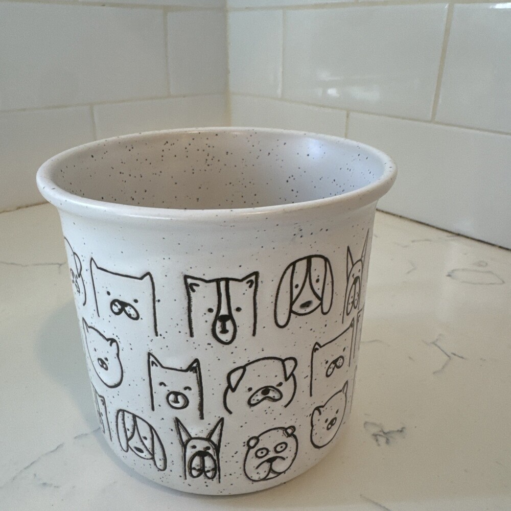 Winifred & Lily MUG Ceramic Stoneware DOG FACES Tan Speckle Oversize Coffee - Picture 6 of 9